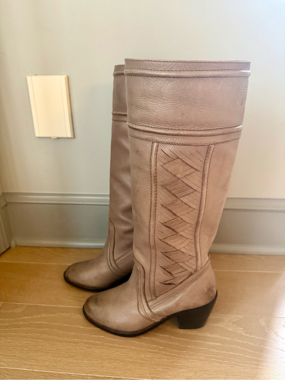 Tall Women's Leather Boots in Taupe